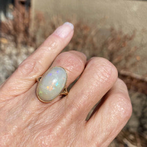 Vintage 14K Gold 12.5 CTW Opal Cabochon Ring - Boylerpf