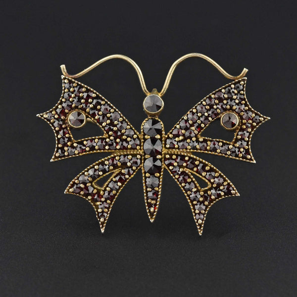 Antique Edwardian Garnet Butterfly Brooch Pin - Boylerpf