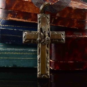 Victorian Carved Gutta Percha Cross Pendant - Boylerpf