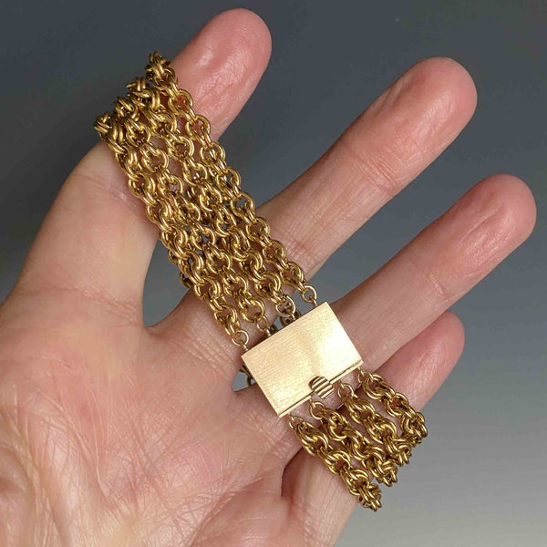 Wide Heavy Double Cable Chain 14K Gold Bracelet - Boylerpf