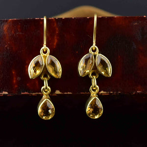 Vintage Gold Citrine Leaf Earrings - Boylerpf