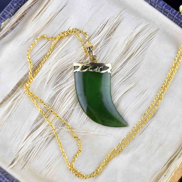 ON HOLD Vintage Gold Jade Claw Pendant Necklace - Boylerpf