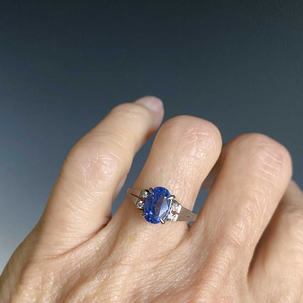 ON HOLD Vintage Platinum Diamond Natural Blue Sapphire Ring - Boylerpf