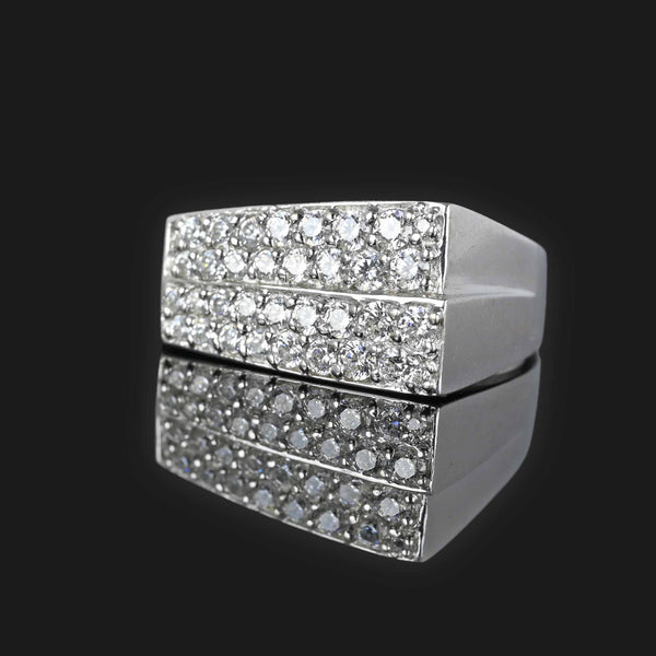 Solid 14K White Gold Pave Cubic Zirconia Ring - Boylerpf