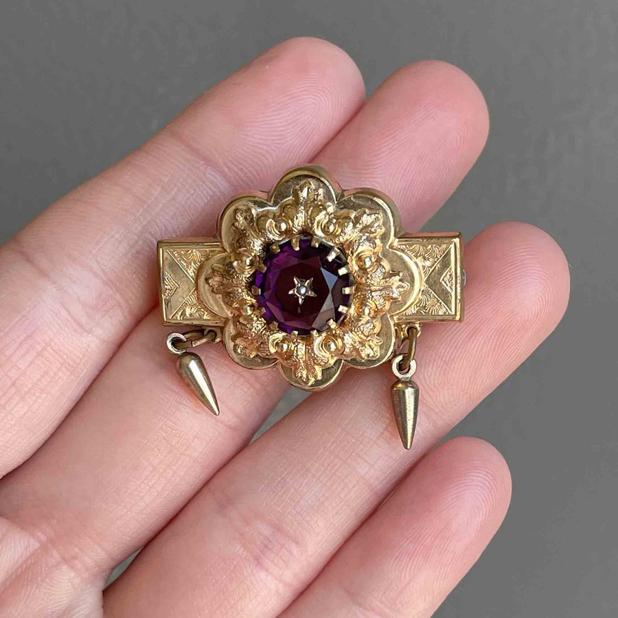 Antique Victorian Amethyst Star Pinchbeck Brooch – Boylerpf