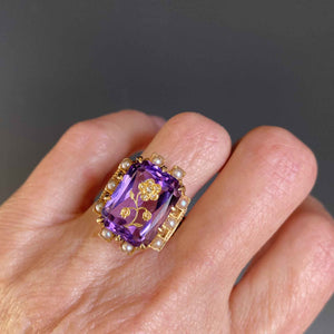 Antique Rose of Sharon Amethyst Diamond Ring - Boylerpf