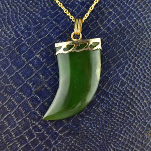 ON HOLD Vintage Gold Jade Claw Pendant Necklace - Boylerpf