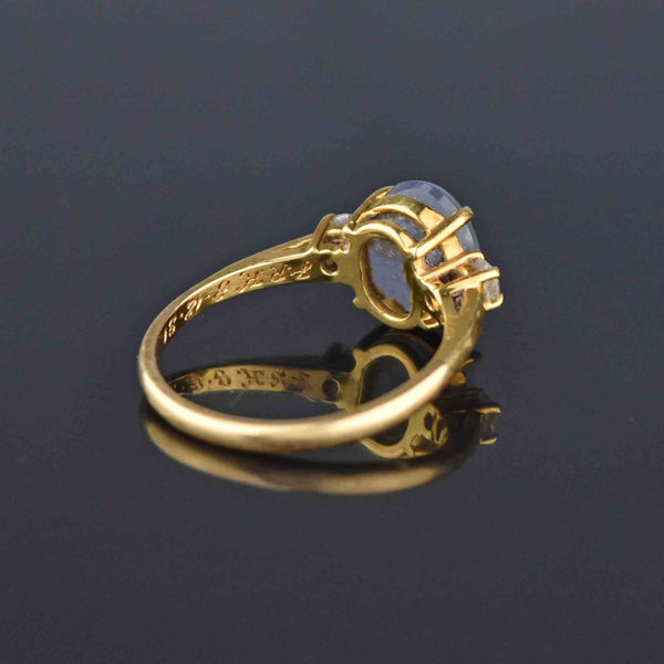 Art Deco 18K Gold Natural Star Sapphire Diamond Ring - Boylerpf