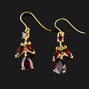 Vintage Gold Garnet Leaf Earrings - Boylerpf