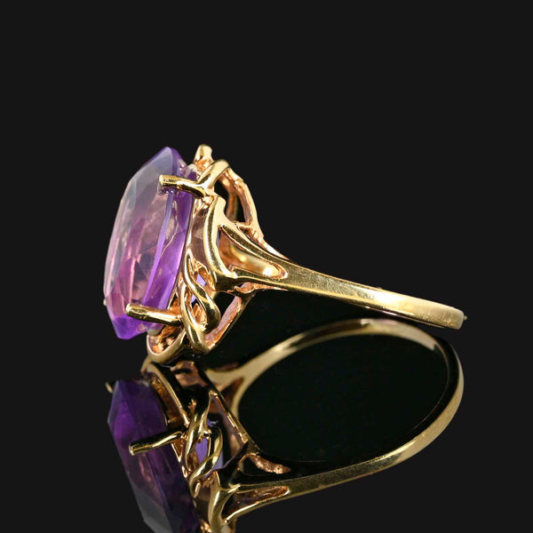 Vintage 14K Gold 9 CTW Amethyst Cocktail Ring - Boylerpf