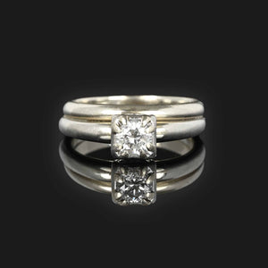 Diamond Solitaire Wedding Ring Set in 14K White Gold - Boylerpf