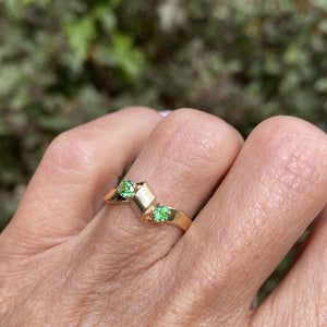 Retro 14K Gold Tsavorite Green Garnet Ring - Boylerpf