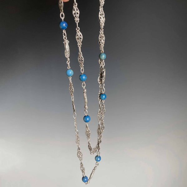 Antique Victorian Long Silver Peruzzi Necklace - Boylerpf