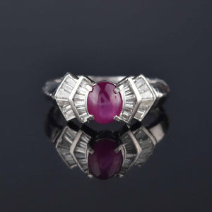 Platinum Baguette Diamond Ruby Star Sapphire Ring - Boylerpf