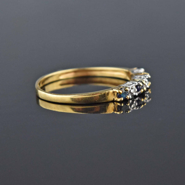 Vintage Sapphire Diamond Gold Band Ring, Sx 8.5 - Boylerpf