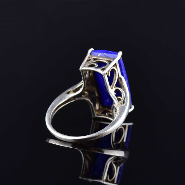 Silver Faceted Lapis Lazuli Statement Ring, SZ 8.5 - Boylerpf