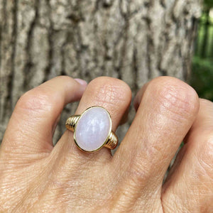 Vintage Purple Jade Cabochon Ring in 14K Gold - Boylerpf