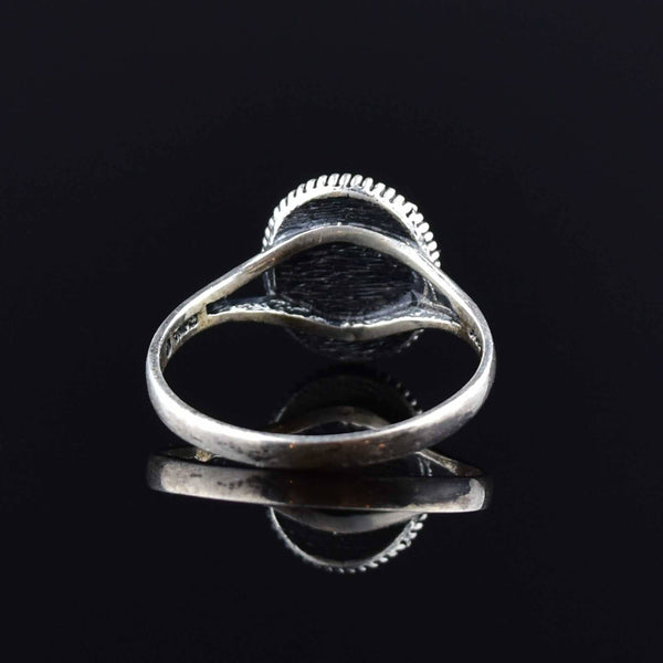 Vintage Amber Braided Silver Statement Ring - Boylerpf