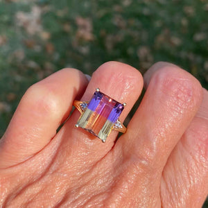 Estate Diamond and Ametrine 10K Gold Ring, Sz 6.75 - Boylerpf