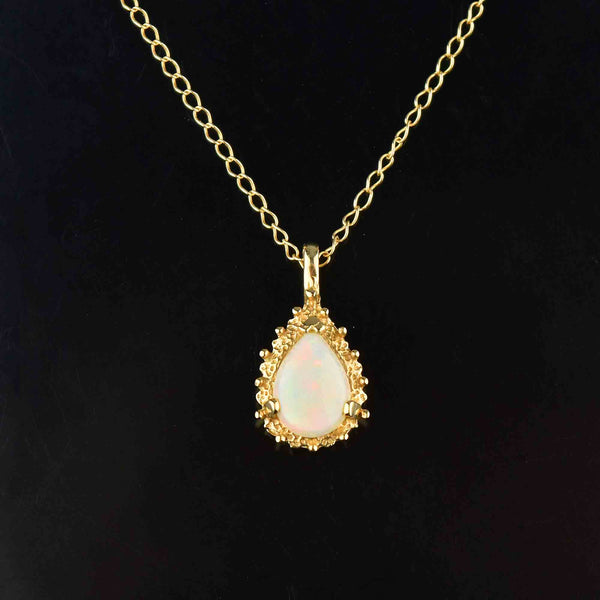 Antique Opal Necklace Solid 18K Yellow Gold 1920's Crystal Opals