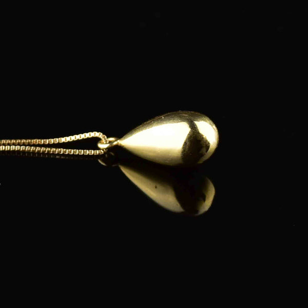 Vintage Solid 14K Gold Teardrop Pendant Necklace - Boylerpf