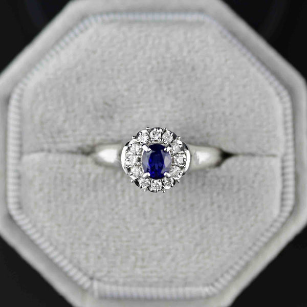 Platinum Diamond Halo Sapphire Ring, Princess Diana ON HOLD - Boylerpf