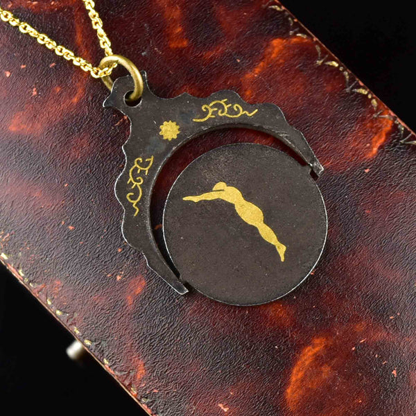 Victorian Gold Inlay Spinner Fob Necklace - Boylerpf