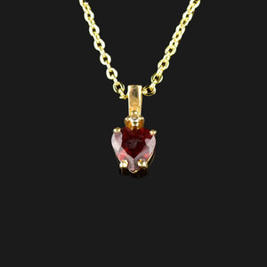 Vintage 10K Gold Diamond Garnet Heart Pendant Necklace - Boylerpf