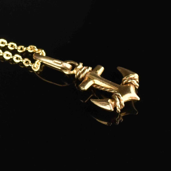 Vintage Anchor Rope Gold Pendant Necklace - Boylerpf