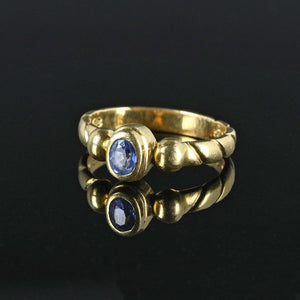 Vintage 18K Gold Natural Sapphire Band Ring - Boylerpf