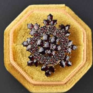 Antique Victorian Garnet Snowflake Brooch Pin - Boylerpf