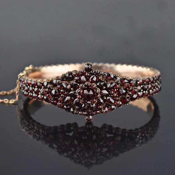 Victorian Starburst Bohemian Garnet Bangle Bracelet - Boylerpf
