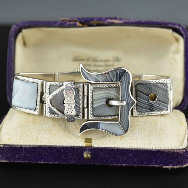 Antique Montrose Scottish Agate Belt Buckle Bracelet - Boylerpf
