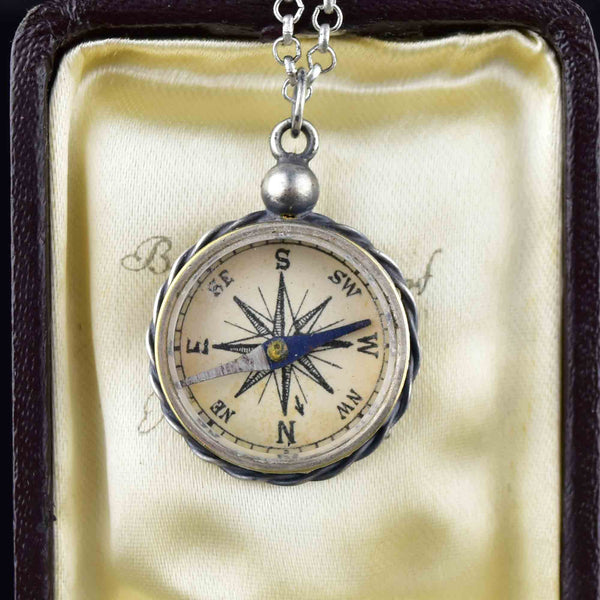 Sterling Silver Working Compass Fob Necklace - Boylerpf