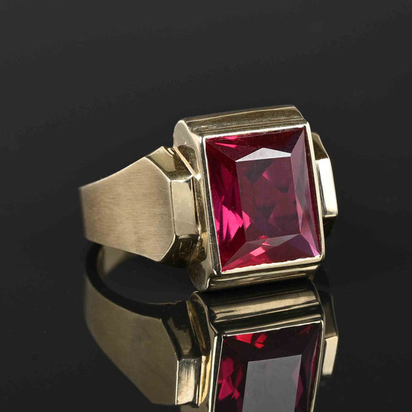 Vintage Mens Ruby Signet Ring in Gold - Boylerpf