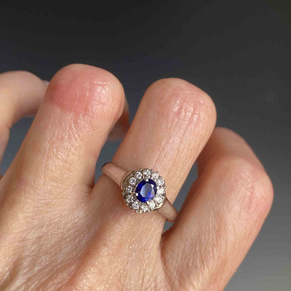 Diamond and Sapphire Diana Engagement Ring Bridal Set Platinum 9x7mm
