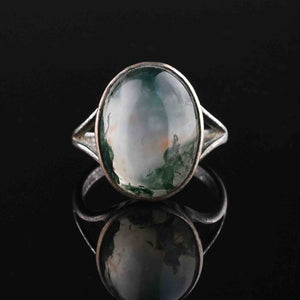 Vintage Moss Agate Silver Ring, Sz 6 - Boylerpf