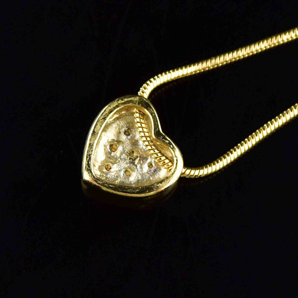 Vintage Crystal Gold Heart Slider Pendant Necklace - Boylerpf