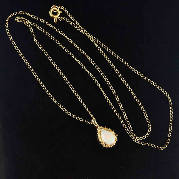 Vintage 14K Gold Opal Pendant Necklace - Boylerpf