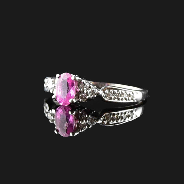 14K White Gold Pink Sapphire Diamond Ring - Boylerpf