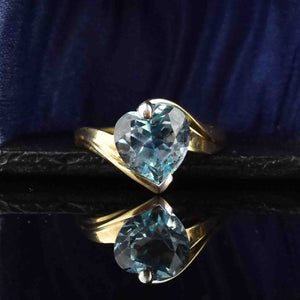 Vintage 10K Gold Blue Topaz Heart Ring, Sz 8.75 - Boylerpf