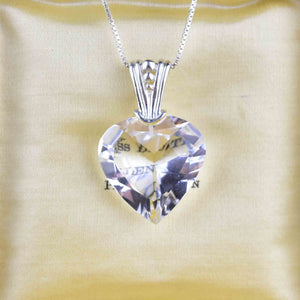 Vintage Silver Quartz Heart Pendant Necklace - Boylerpf