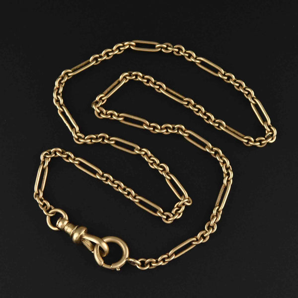 Antique 14K Gold Fancy Link Pocket Watch Chain Necklace - Boylerpf