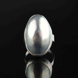 Vintage Silver Gray Pearl Statement Ring, Sz 7 - Boylerpf
