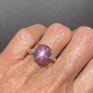 Estate Platinum Diamond Ruby Star Sapphire Ring, Sz 6.5 - Boylerpf