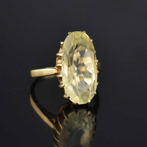 Vintage 10K Gold Citrine Cocktail Ring, 10 CTW - Boylerpf