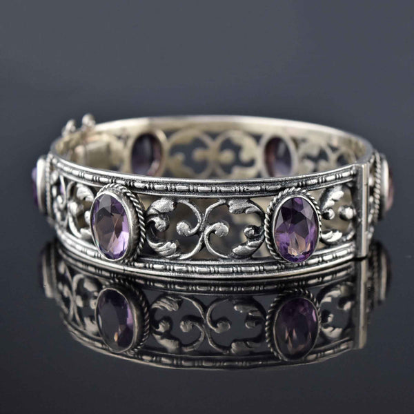Art Deco Silver Amethyst Peruzzi Bracelet - Boylerpf