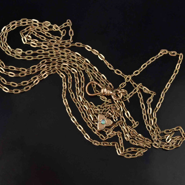 Antique Victorian Opal Slide Muff Guard Chain Necklace - Boylerpf