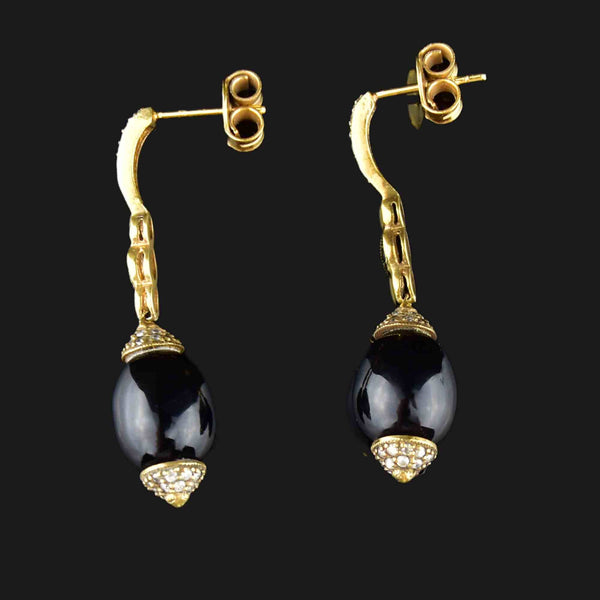 Vintage Art Deco Style Diamond Onyx Earrings - Boylerpf