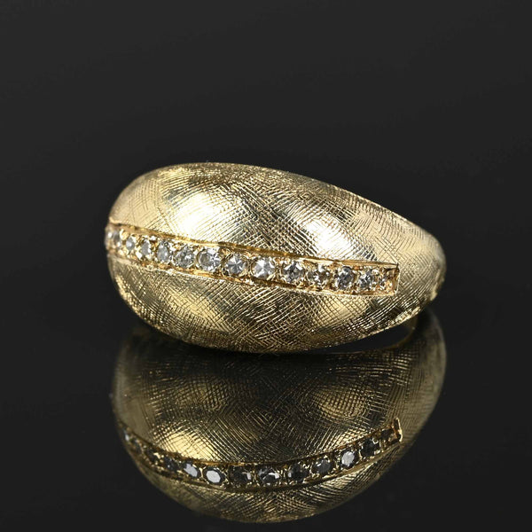 Heavy 14K Gold Diamond Bombe Ring - Boylerpf